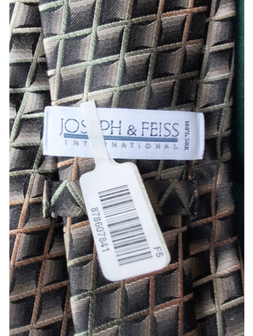 100% Silk Tie Joseph Feiss Copper Silver Gray NWT Prom Wedding Homecoming - Picture 2 of 3